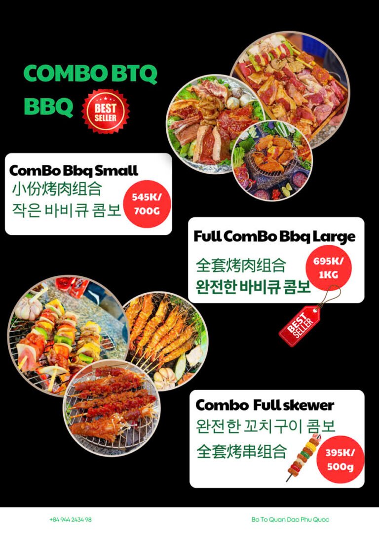 Combo bò tơ nướng, lẩu và rau sạch được dọn ra đầy ắp – bữa tiệc trọn vẹn tại nhà hàng Phú Quốc.