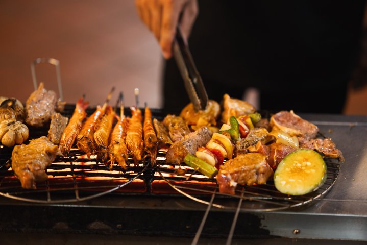 A famous BBQ restaurant in Phu Quoc serving mouthwatering grilled beef and ice-cold beer in a lively, local setting.